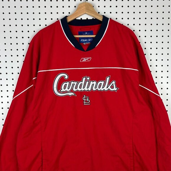 St Louis Cardinals Vtg Windbreaker Jacket Size XL Reebok MLB Red Stitched STL - Picture 2 of 6